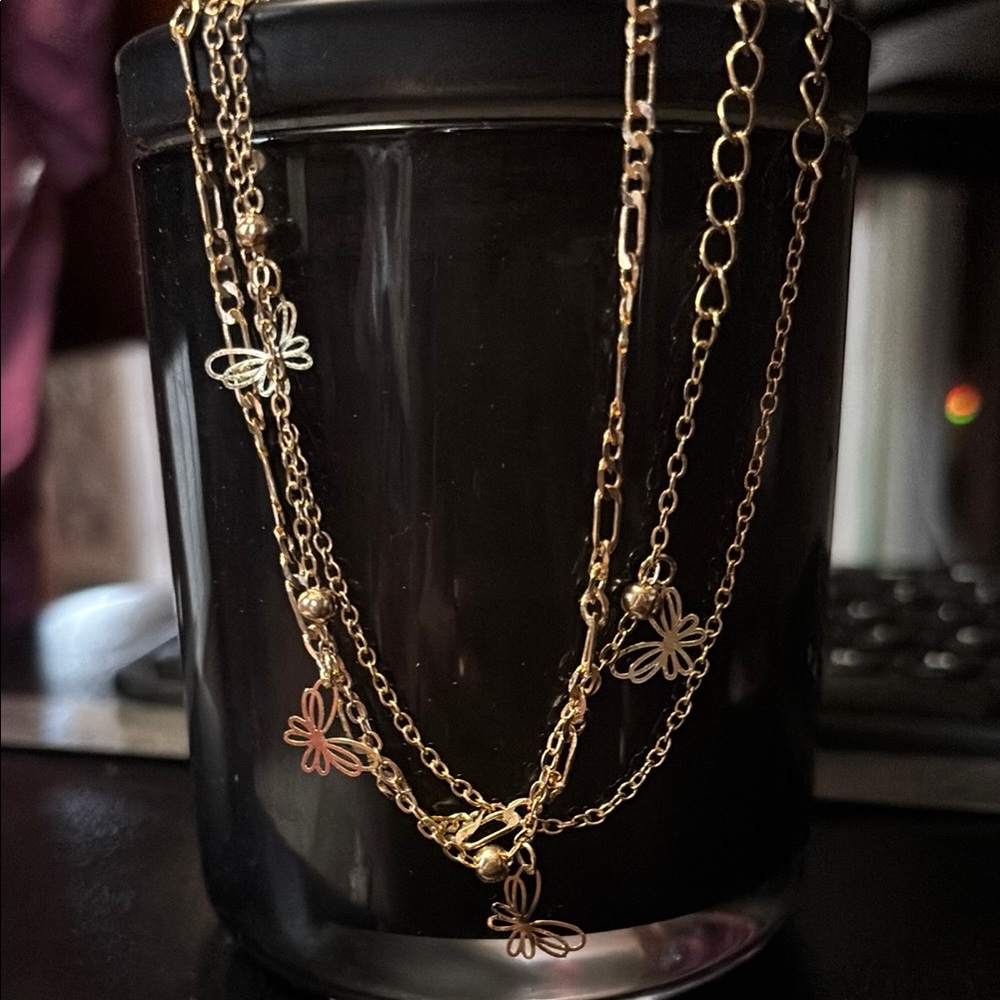 Elegant Gold Chain Bracelets with Butterfly Charms Three Bracelets